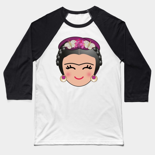 Cute Frida Baseball T-Shirt by Pendientera